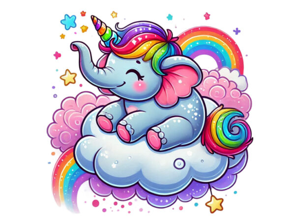 Retro baby elephant unicorn graphics t-shirt design