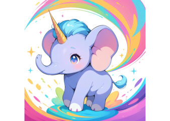 Retro Baby Elephant Unicorn Graphics t-shirt design png & jpeg designs – download instantly Retro Vintage Illustration