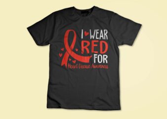 In February We Wear Red Heart Disease Awareness Long Sleeve T-Shirt design