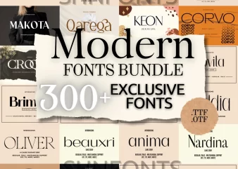 300+ Modern Font Bundle