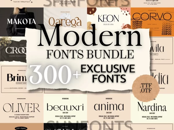 300+ modern font bundle