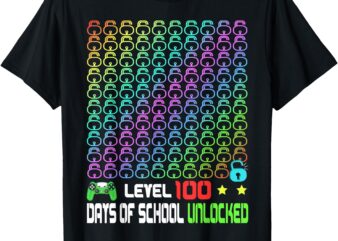 level 100 Days Of school Unlocked gamer boys gaming T-Shirt