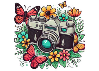 Trendy Photography Day Retro Camera t-shirt design png & jpeg design