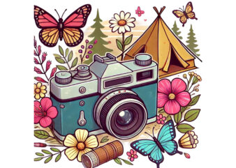 Trendy Photography Day Retro Camera t-shirt design png & jpeg designs