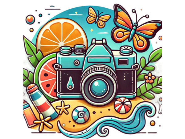 Trendy photography day retro camera t-shirt design png & jpeg designs