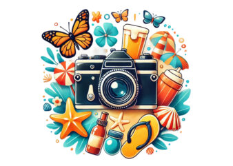 Trendy Photography Day Retro Camera t-shirt design png & jpeg designs