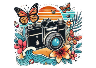 Trendy Photography Day Retro Camera t-shirt design png & jpeg designs