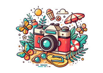 Trendy Photography Day Retro Camera t-shirt design png & jpeg design