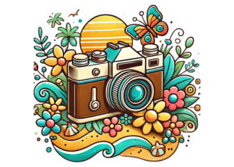 Trendy Photography Day Retro Camera t-shirt design png & jpeg design