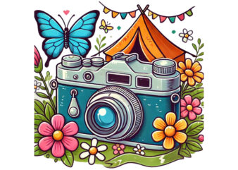 Trendy Photography Day Retro Camera t-shirt design png & jpeg designs – download instantly Retro Vintage T-shirt Design