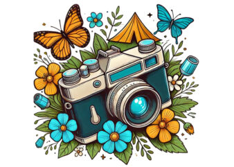 Photography Day Retro Camera t-shirt design png & jpeg designs – download instantly Retro Vintage T-shirt Design