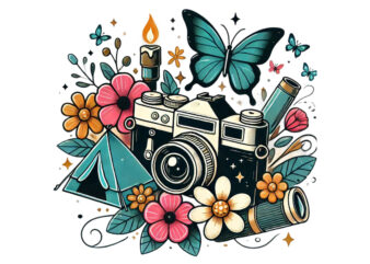 Photography Day Retro Camera t-shirt design png & jpeg designs – download instantly Retro Vintage T-shirt Design