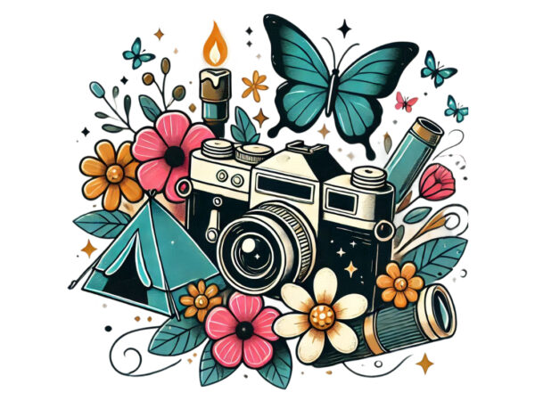 Photography day retro camera t-shirt design png & jpeg designs – download instantly retro vintage t-shirt design