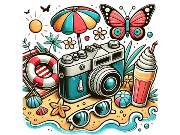 Trendy photography day retro camera t-shirt design png & jpeg design