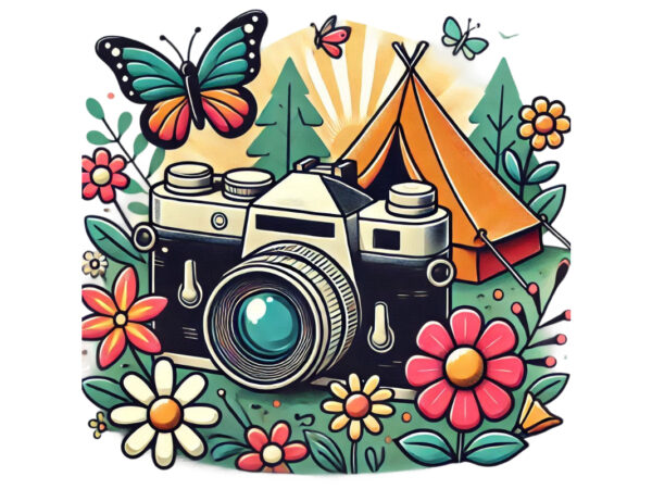 Trendy photography day retro camera t-shirt design