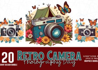 Photography Day Retro Camera t-shirt design bundle