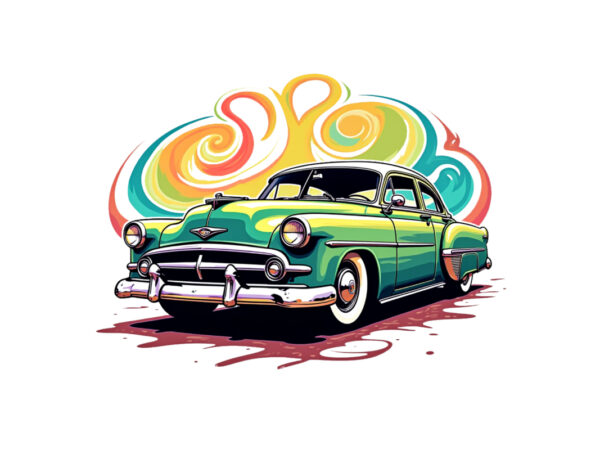 Groovy car graphics t-shirt design png & jpeg designs – download instantly retro vintage t-shirt design