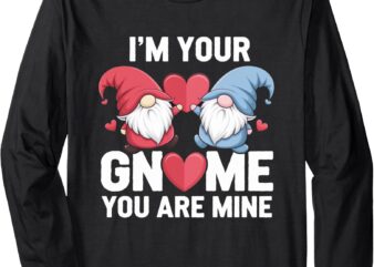 valentine’s day for womens cute gnomes love heart Long Sleeve T-Shirt