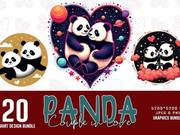 Funny valentines day cute panda in love t-shirt design bundle of 20 designs – download instantly retro vintage illustration t-shirt