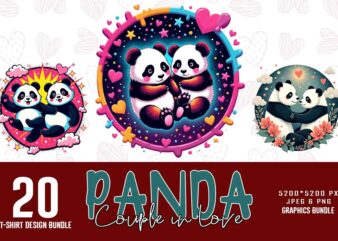 Popular Valentines Day Panda in Love Shape t-shirt design bundle