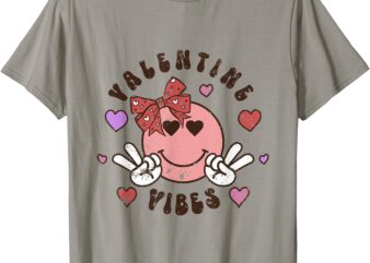 valentines vibes retro groovy distressed vintage bow tee T-Shirt