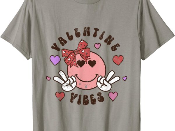 Valentines vibes retro groovy distressed vintage bow tee t-shirt