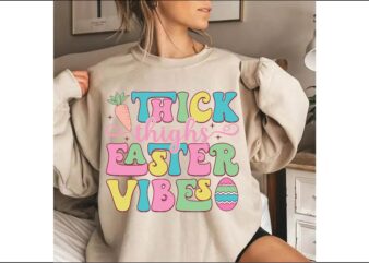 Thick Thighs Easter Vibes PNG t shirt designs for sale