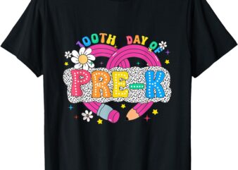 100 Days Of Pre-k Teacher Pencil 100 Days Smarter Girls Kid T-Shirt