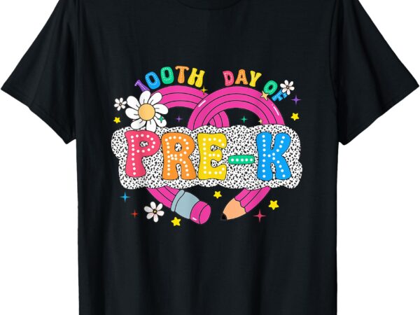 100 days of pre-k teacher pencil 100 days smarter girls kid t-shirt