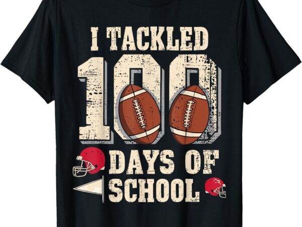 100 days of school boys 100th day of school football t-shirt