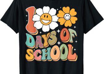 100 Days Of School Groovy 100th Day Of School Women Teacher T-Shirt