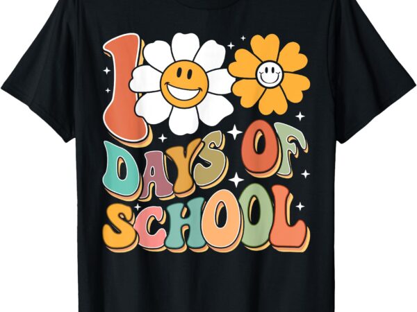 100 days of school groovy 100th day of school women teacher t-shirt