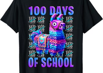 100 Days Of School Llama Gaming Funny Cool Gamers T-Shirt