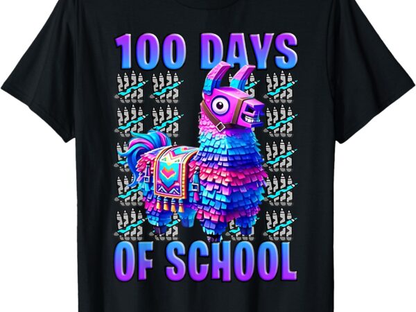 100 days of school llama gaming funny cool gamers t-shirt