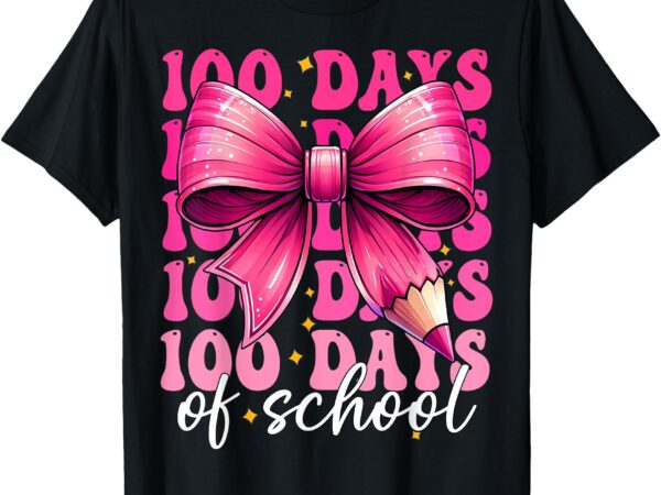 100 days of school shirt girls coquette bow for kids girls t-shirt