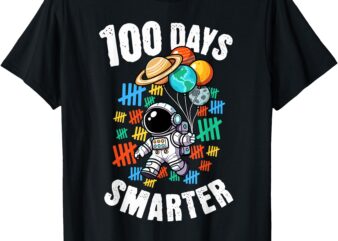 100 Days Smarter 100th Day of School Boys Astronaut Space T-Shirt