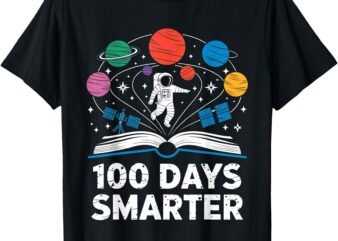 100 Days Smarter Astronaut Space 100th Day of School Kid Boy T-Shirt