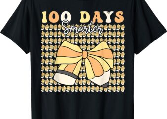 100 Days Smarter Girls Coquette Bow 100 Days of School Girl T-Shirt