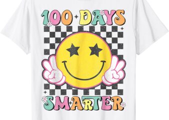 100 Days Smarter Smile Face 100th Day Of School Teacher Kids T-Shirt