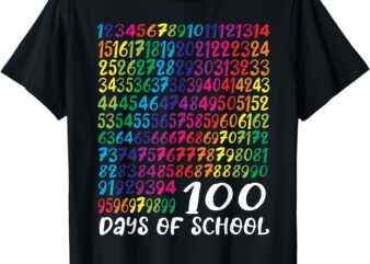 100 Days of School Colorful Numbers Design Kids Teachers T-Shirt