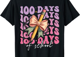 100 Days of School Coquette Bow Bright Student Outfit T-Shirt