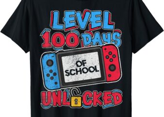 100 Days of School Level Unlocked Video Games Gamer Boys T-Shirt