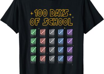 100 Days of School Sabers and Star Print Space Wars Boys T-Shirt