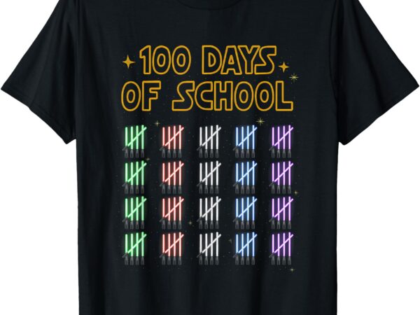 100 days of school sabers and star print space wars boys t-shirt