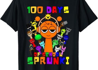 100 Days of School Sprunki School 100 Days Kids Boys Girls T-Shirt