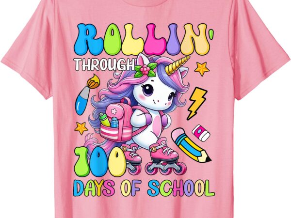 100 days of school unicorn girls 100th day student teacher t-shirt