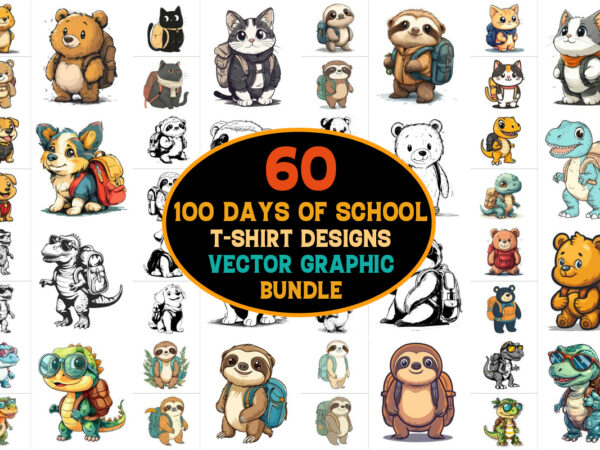 100 days of school vector graphic bundle,100 days of school,100 days of school color vector,100 days of school silhouette,100 days of school