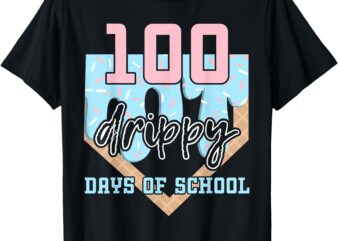 100 Drippy Days of School Baseball Ice Cream 100th Day Boys T-Shirt