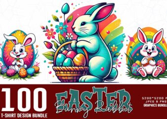 Passion Easter Sunday Rabbit Bunny Illustration T-shirt design bundle of 100 designs