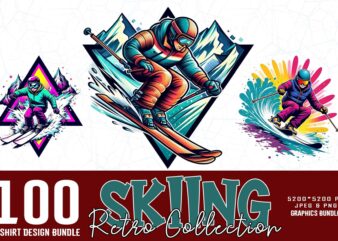 100 Bestselling Popular Groovy Winter Sports Skiing Lover t-shirt design bundle